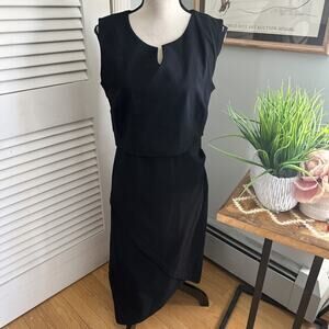 Porto San Francisco Dress Womens 2 US 8 Black Tiered Midi Classic Minimalist